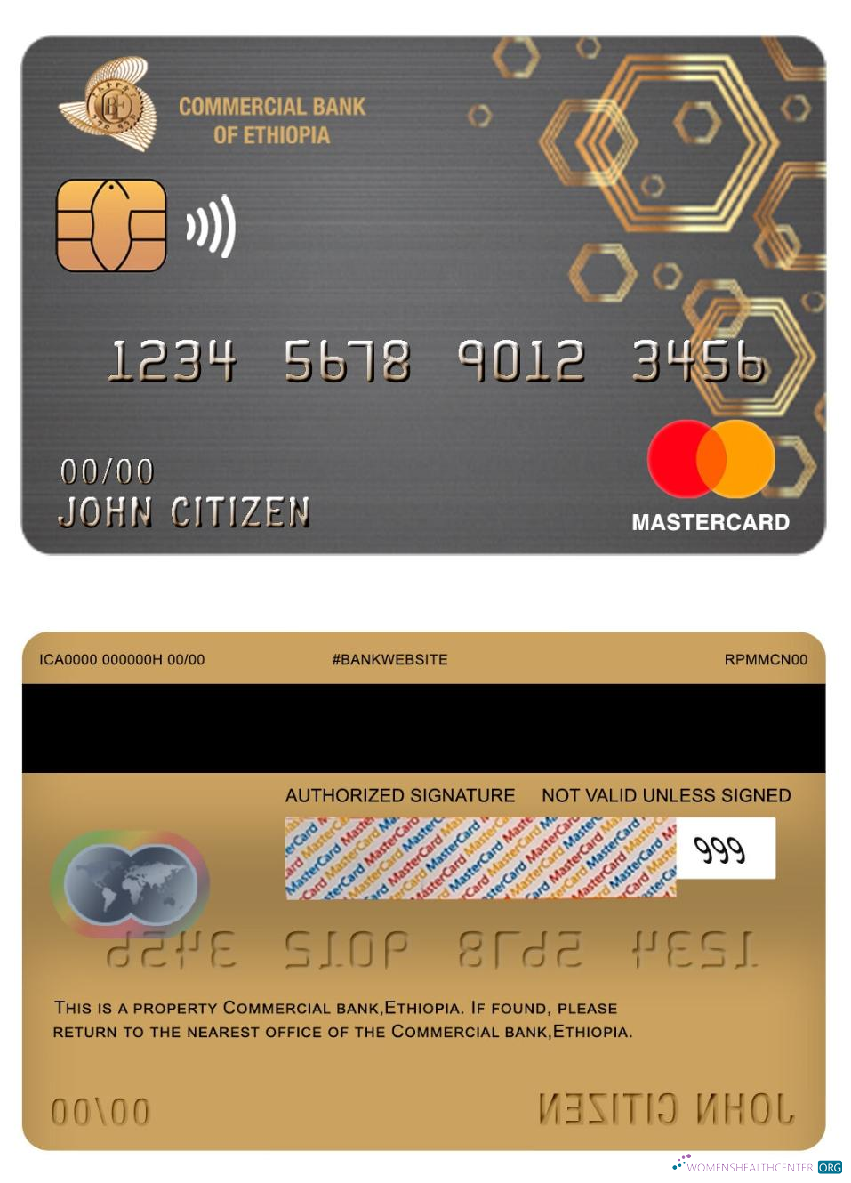 Download Ethiopia Commercial bank mastercard Photoshop template